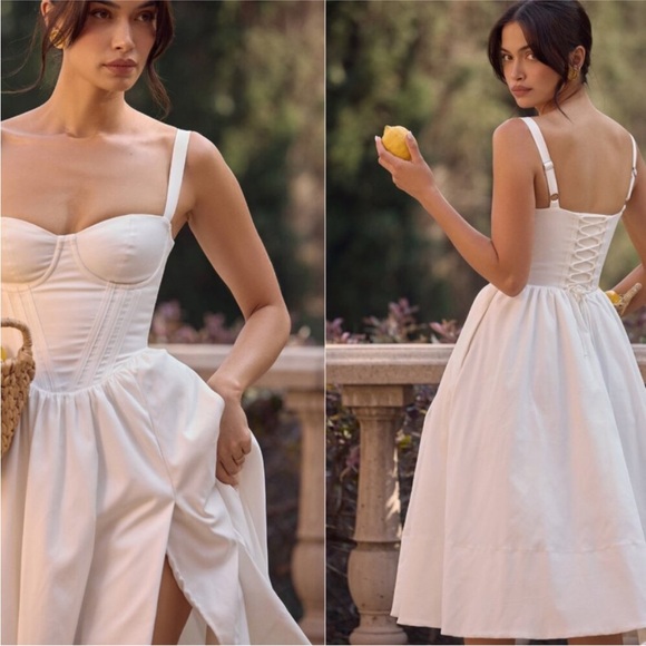 House of CB Dresses & Skirts - HOUSE OF CB 'Kelly' White Corset Midi Sundress NWOT size S A-C
